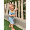 Short Sleeve Bodysuit, Chambray Blue with Yellow - Onesies - 4