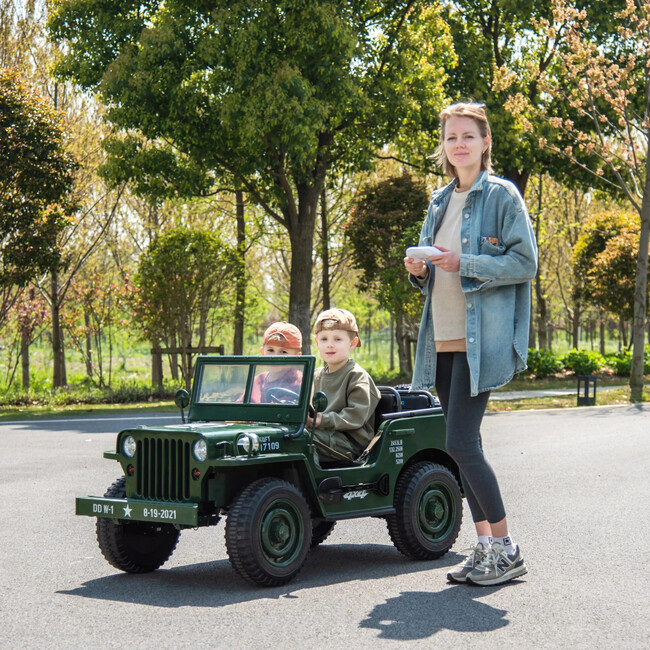 24V Military Willy Jeep 3 Seater Electric Ride on (Green) - Ride-Ons - 5
