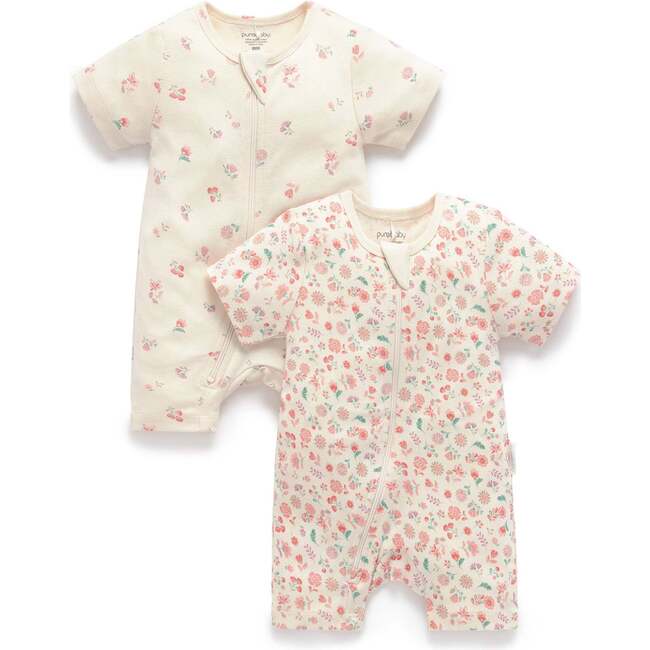2 Pack Short Sleeve Zip Romper Emilia Print