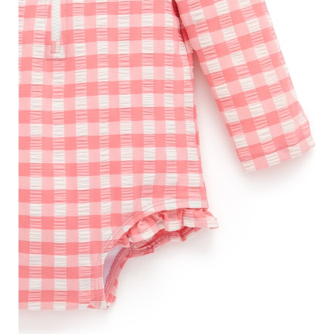 Frilly Long Sleeve Swimsuit Pomegranate Gingham - One Pieces - 4