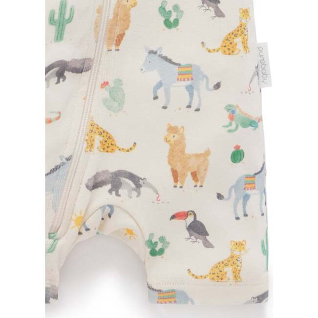 2 Pack Short Sleeve Zip Romper Fiesta Heads Print - Rompers - 4