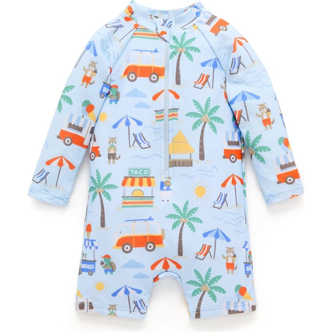 Long Sleeve Swim Sunsuit Cancun Print