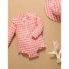 Frilly Long Sleeve Swimsuit Pomegranate Gingham - One Pieces - 5