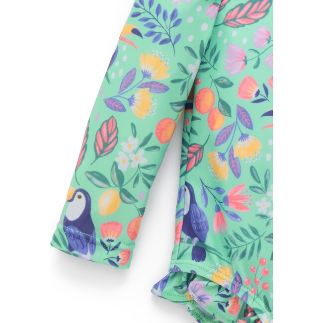 Frilly Long Sleeve Swimsuit Toucan Print