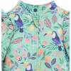 Frilly Long Sleeve Swimsuit Toucan Print - One Pieces - 3