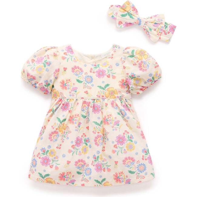 Linen Blend Dress & Headband Mexican Floral