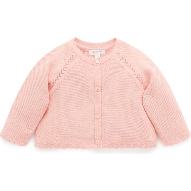 Scalloped Knit Cardigan Guava Melange