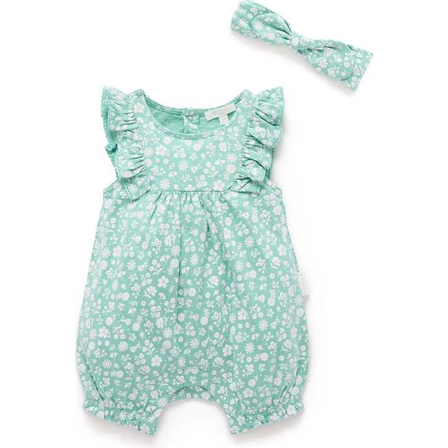 Ruffle Shortie Romper Set Silhouette Print