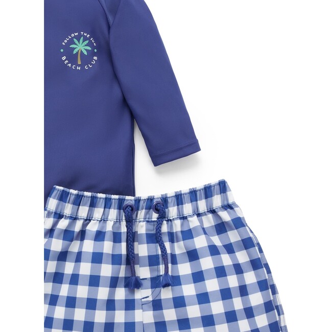 Board Short & Rash Guard Swim Set Marine Gingham - Two Pieces - 4