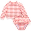 Long Sleeve Rash Guard Swim Set Pomegranate Gingham - Two Pieces - 1 - thumbnail