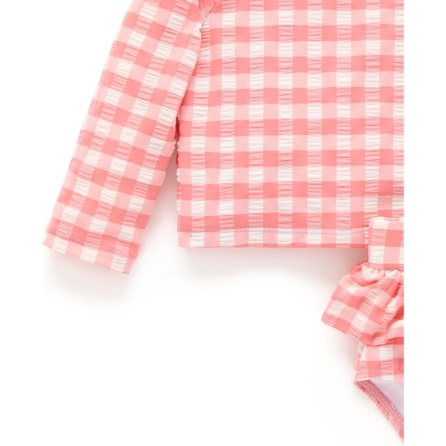 Long Sleeve Rash Guard Swim Set Pomegranate Gingham - Two Pieces - 3