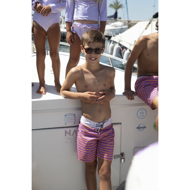 Lavander stripes surfer swim shorts - Swim Trunks - 3