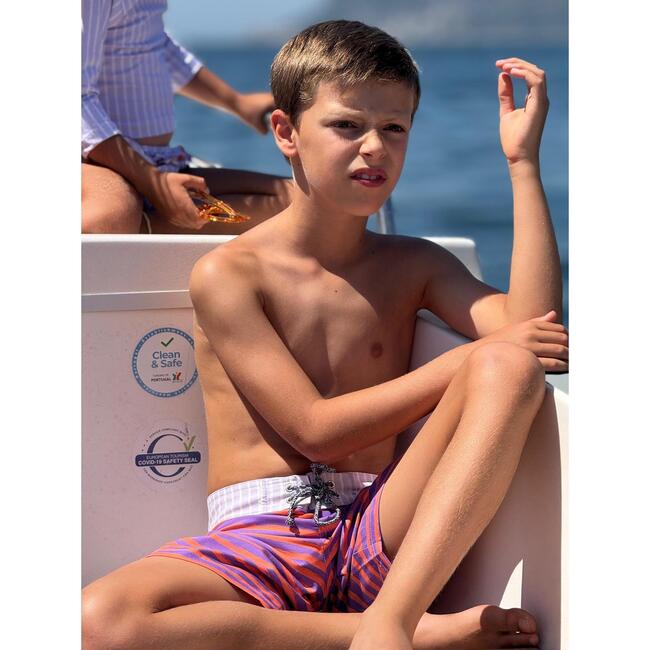 Lavander stripes surfer swim shorts - Swim Trunks - 4