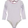 Lavander cherry long sleeve swimsuit - One Pieces - 1 - thumbnail