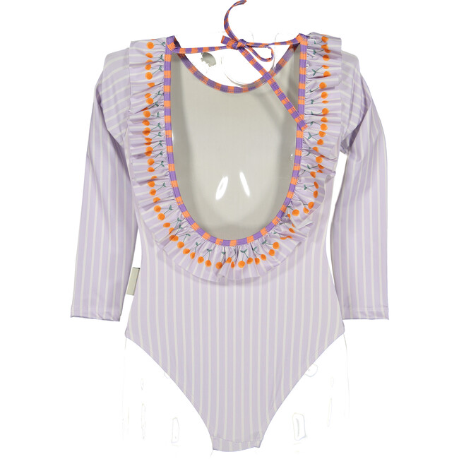 Lavander cherry long sleeve swimsuit
