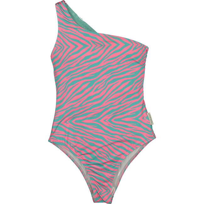 Minty waves asymmetric swimsuit