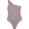 Minty waves asymmetric swimsuit - One Pieces - 1 - thumbnail