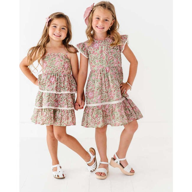 Block Print Bloom Ruffle Dress - Dresses - 3