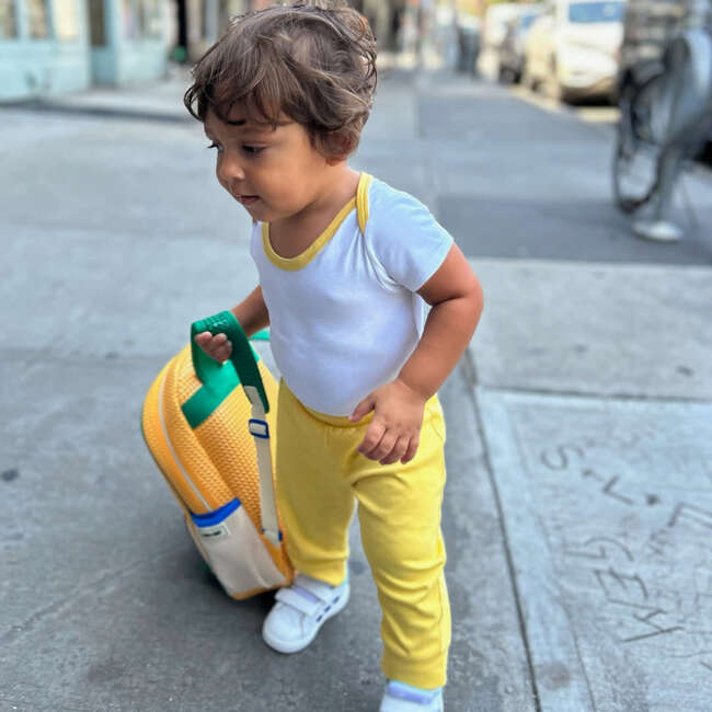 Short Sleeve Bodysuit, White with Misted Yellow