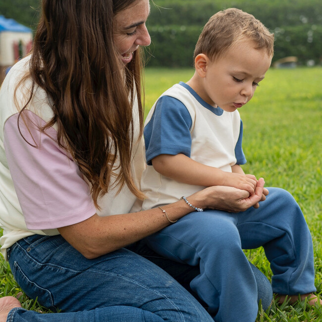 Color Block Kids T-shirt, White, Navy Blue