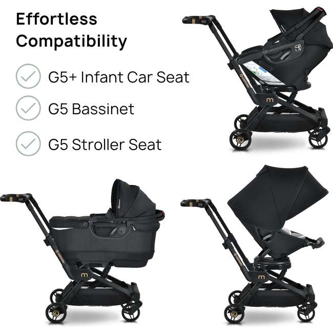 M+ Stroller, Black Luxe/Surf Spray - Single Strollers - 8