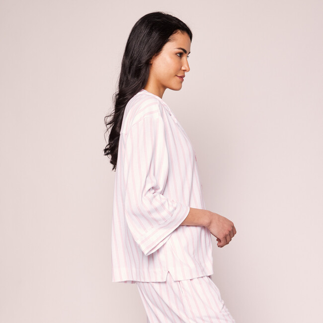 Olivia Wide Leg Pajama Set, Pink Stripe - Pajamas - 3