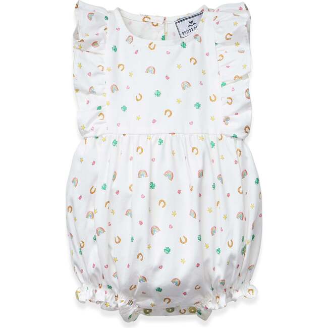 Infant Ruffled Romper in Good Luck Charms