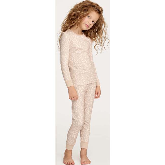 Girl's Snug Fit Pajama Set in Ditsy Waltz Camel