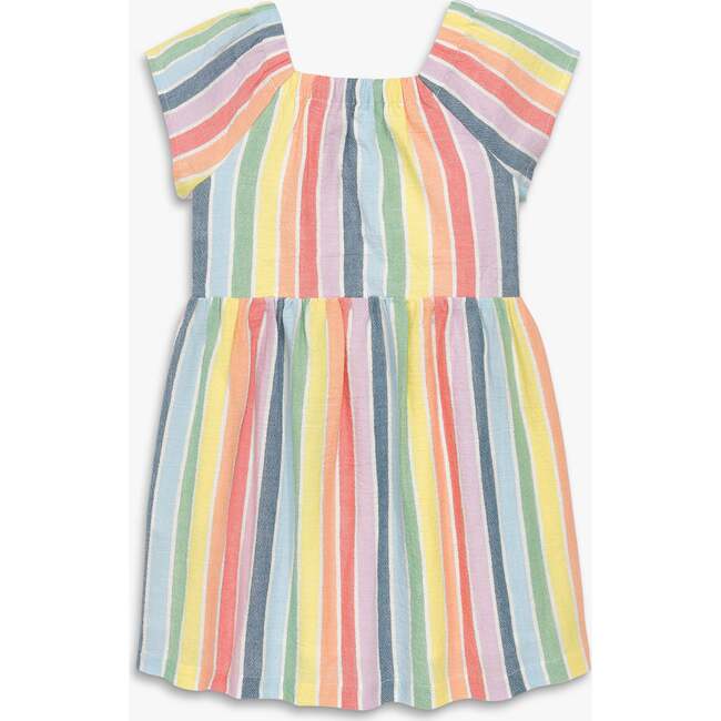 Kids Picnic Dress In Rainbow Stripe, Rainbow Sunrise Stripe