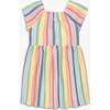 Kids Picnic Dress In Rainbow Stripe, Rainbow Sunrise Stripe - Dresses - 1 - thumbnail