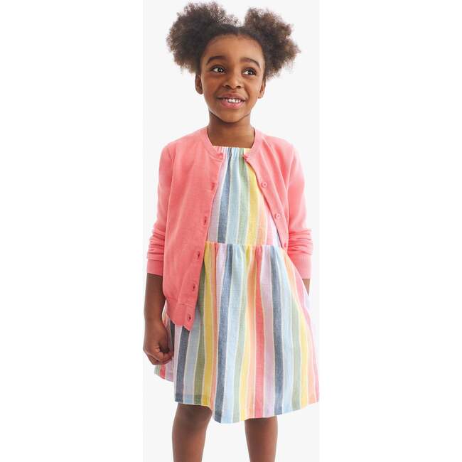 Kids Picnic Dress In Rainbow Stripe, Rainbow Sunrise Stripe