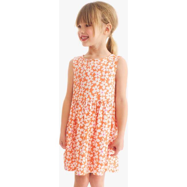 Kids Recess Dress In Blooms, Cantaloupe Spring Blooms