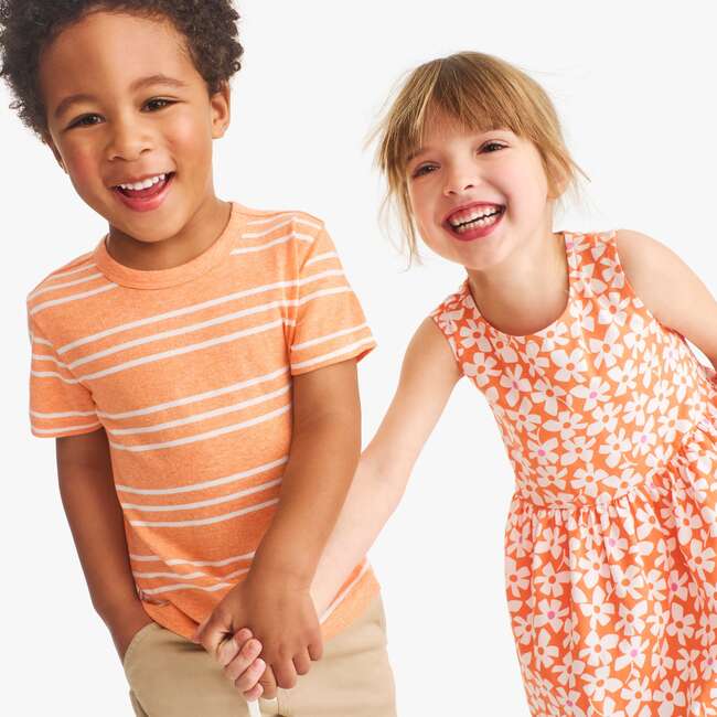 Kids Recess Dress In Blooms, Cantaloupe Spring Blooms - Dresses - 4