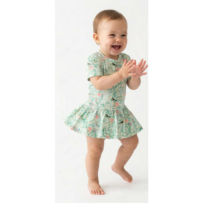 Bamboo Twirl Dress with Bodysuit, Sage Blossom