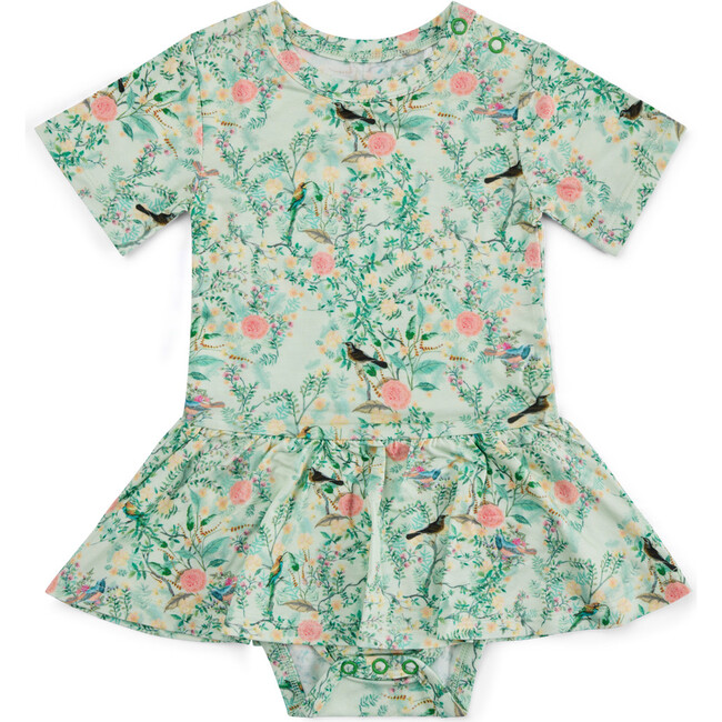 Bamboo Twirl Dress with Bodysuit, Sage Blossom