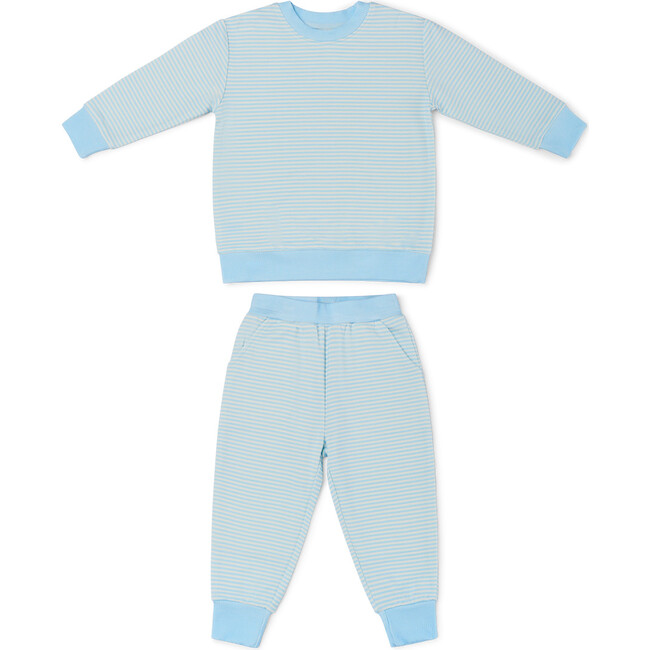 Little Lounger Bamboo Sweatsuit, Seaside Stripe