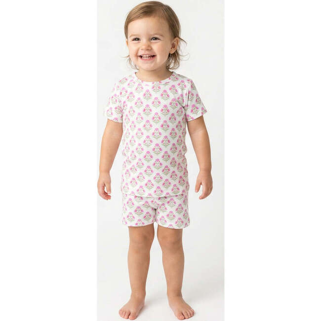 Short Sleeve & Shorts Bamboo Toddler Pajama Set, Pink Posy