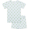 Short Sleeve & Shorts Bamboo Toddler Pajama Set, Bluebell Bows - Pajamas - 2