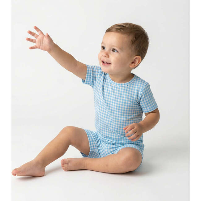 Short Sleeve & Shorts Bamboo Toddler Pajama Set, Harbor Gingham - Pajamas - 4