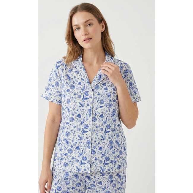 Short Sleeve & Pants Bamboo Women's Pajama Set, Porcelain Vine - Pajamas - 2