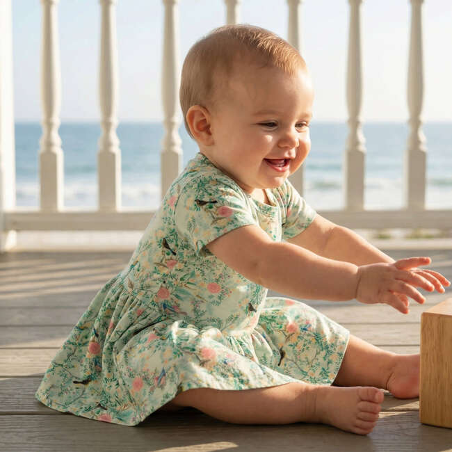 Bamboo Twirl Dress with Bodysuit, Sage Blossom - Dresses - 5