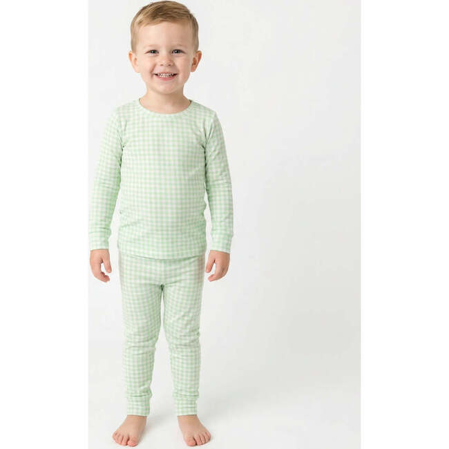 Bamboo Toddler Pajama Set, Pistachio Gingham