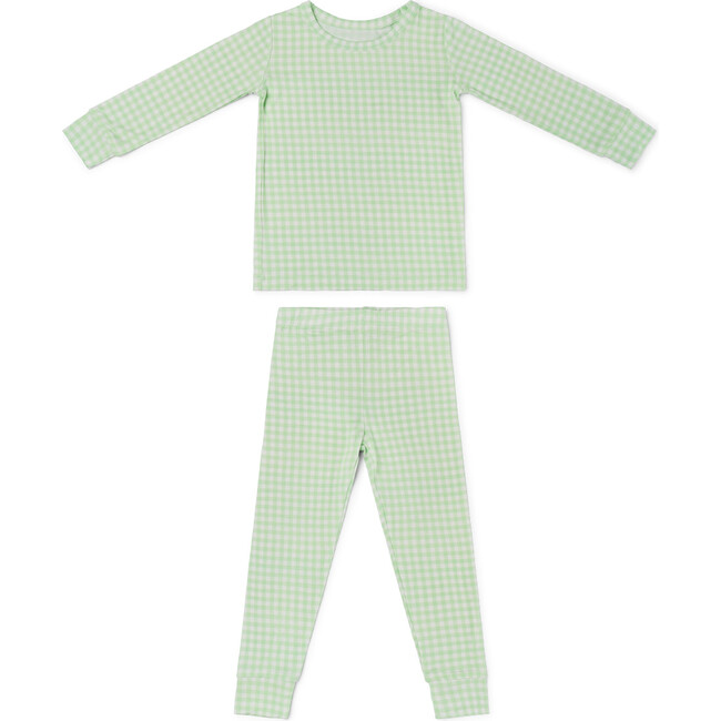 Bamboo Toddler Pajama Set, Pistachio Gingham