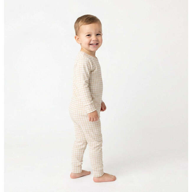 Bamboo Toddler Pajama Set, Sandstone Gingham - Pajamas - 4