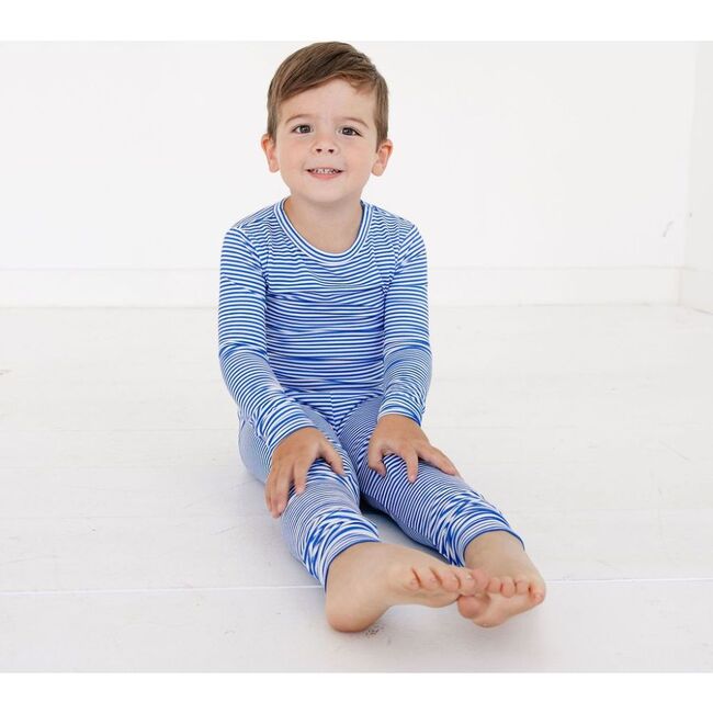 Bamboo Toddler Pajama Set, Cobalt Stripe - Pajamas - 1