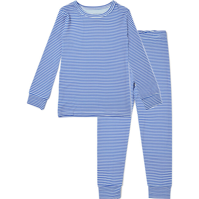 Bamboo Toddler Pajama Set, Cobalt Stripe - Pajamas - 2