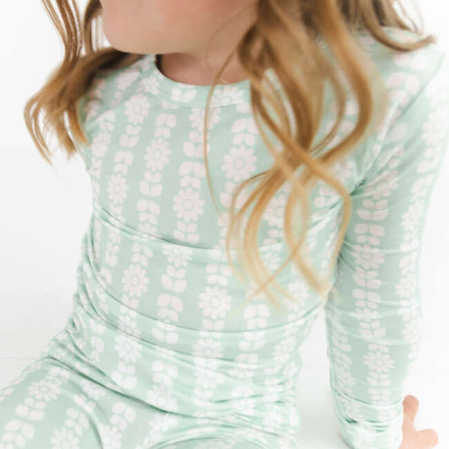 Bamboo Toddler Pajama Set, Mint Meadows - Pajamas - 4