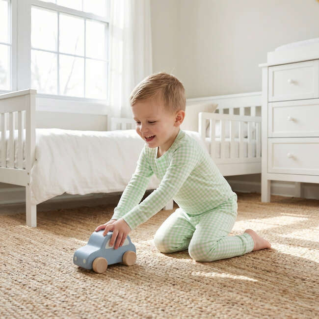 Bamboo Toddler Pajama Set, Pistachio Gingham - Pajamas - 5