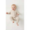 Oatmeal Stripe Bamboo Sleeper, Beige and White Stripe - Pajamas - 1 - thumbnail