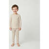 Oatmeal Stripe Bamboo Kids Pajama Set, Beige and White Stripe - Pajamas - 1 - thumbnail